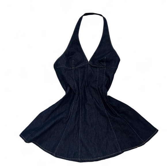 NWT Zara Denim Halter Dress, Size S - Picture 1 of 5